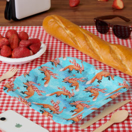 Plato De Papel Placas de Fox de salto feliz