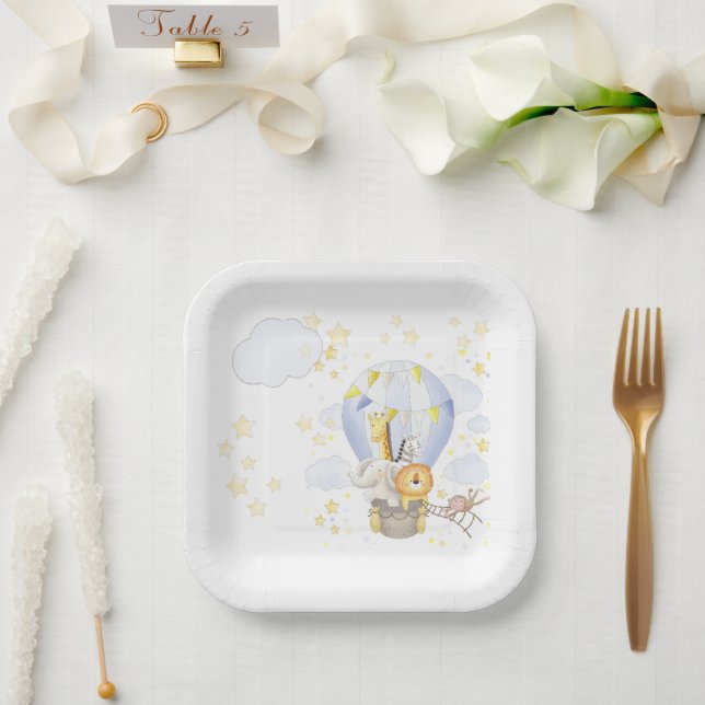 Plato De Papel Placas de globo de aire caliente para animales de  (Boda)