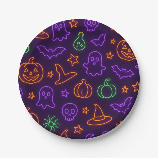 Plato De Papel Placas de Halloween (Anverso)