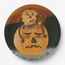 Plato De Papel Placas de Halloween de calabaza Mess
