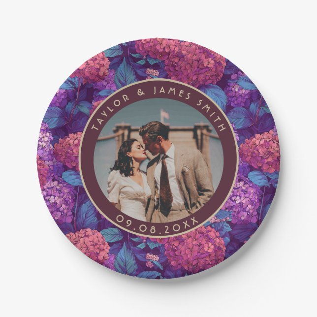 Plato De Papel Placas De Hidrangeas Desechables Para La Fiesta De (Anverso)