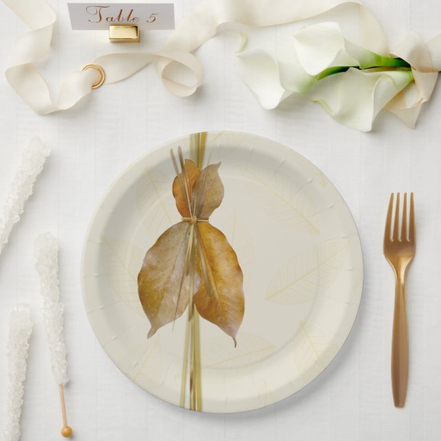 Plato De Papel Placas de hojas y papel de paja (Boda)