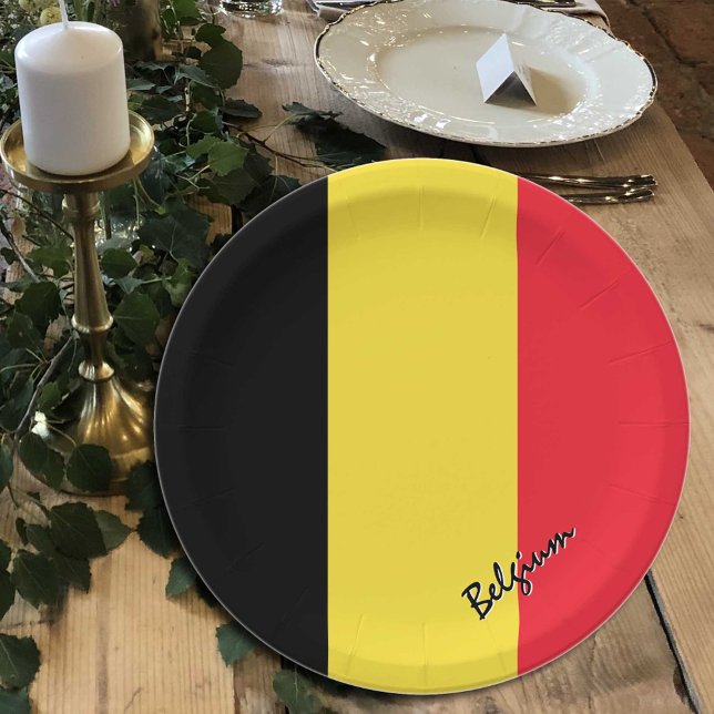 Plato De Papel Placas de la bandera belga, fiesta, deportes, Bélg (Subido por el creador)