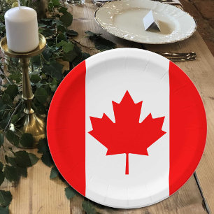 Plato De Papel Placas de la bandera canadiense, fiesta, deportes,