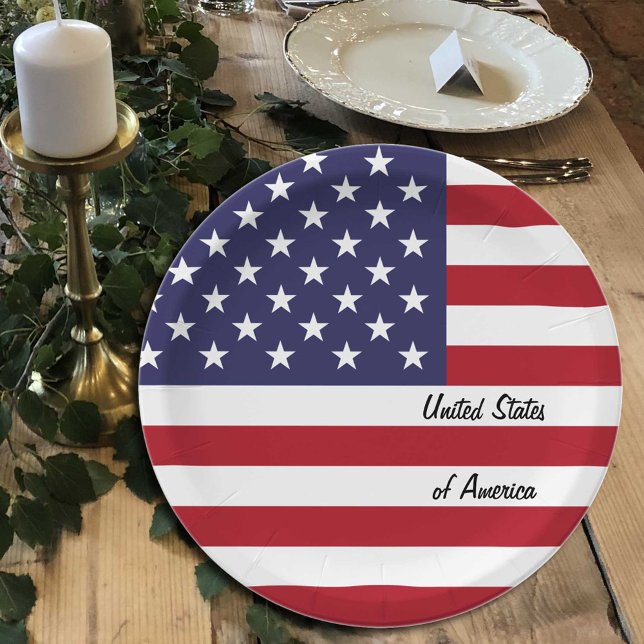 Plato De Papel placas de la bandera de los Estados Unidos, patrio (Subido por el creador)