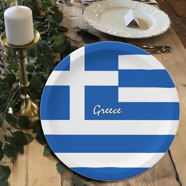 Plato De Papel Placas de la bandera griega, fiesta, deportes, Gre (Subido por el creador)