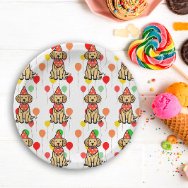 Plato De Papel Placas de la fiesta de cumpleaños de Golden Retrie