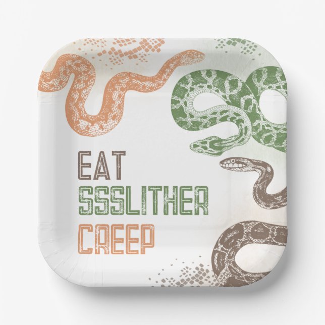 Plato De Papel Placas de la fiesta de cumpleaños de la serpiente (Anverso)
