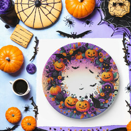 Plato De Papel Placas de la fiesta de Halloween: Diseño espeluzna