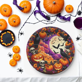 Plato De Papel Placas de la fiesta de Halloween: Diseño espeluzna