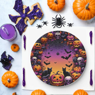 Plato De Papel Placas de la fiesta de Halloween: Diseño espeluzna