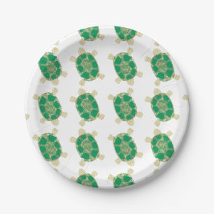 Plato De Papel Placas de la tortuga verde