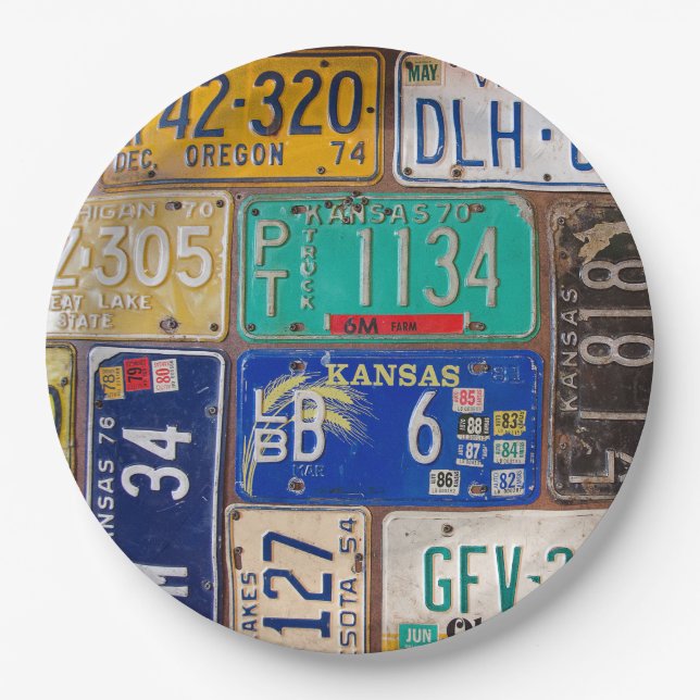 Plato De Papel Placas de licencia de retro rusty (Anverso)