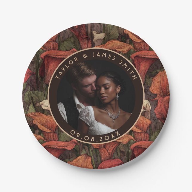 Plato De Papel Placas De Lilies De Calle Desechables Para El Boda (Anverso)