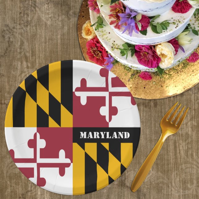 Plato De Papel Placas de Maryland, fiesta, deportes, Bandera de M (Subido por el creador)