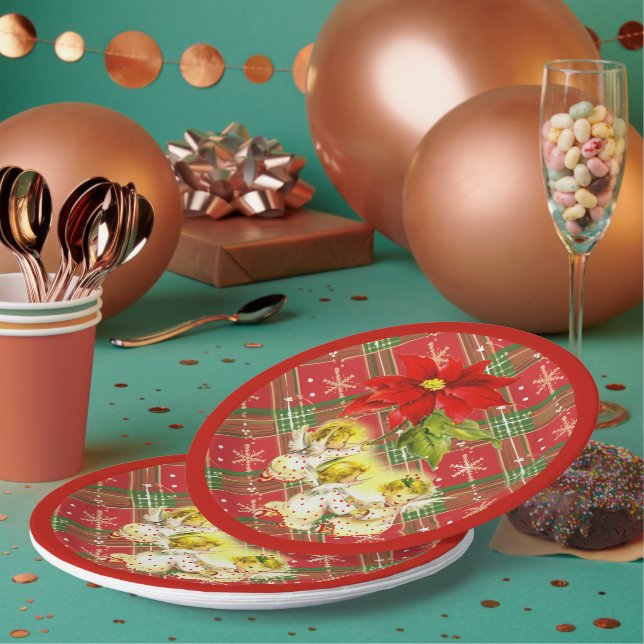 Plato De Papel Placas de Navidades de los ángeles bebés bailando (Multi)