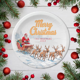 Plato De Papel Placas de Navidades personalizadas Santa Vieja