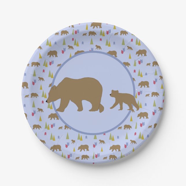 Plato De Papel Placas de oso para bebés Baby Shower o Fiesta (Anverso)