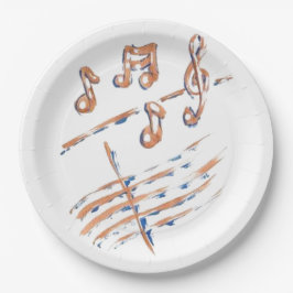 Plato De Papel PLACAS DE PAPEL 9INCH de NOTAS de la MÚSICA