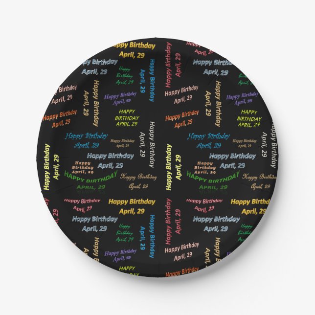 Plato De Papel Placas de papel abril, 29 cumpleaños (Anverso)