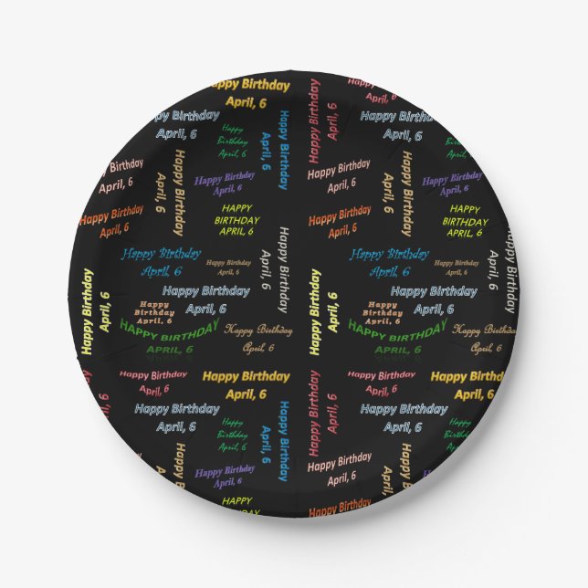 Plato De Papel Placas de papel Abril, 6 Cumpleaños (Anverso)