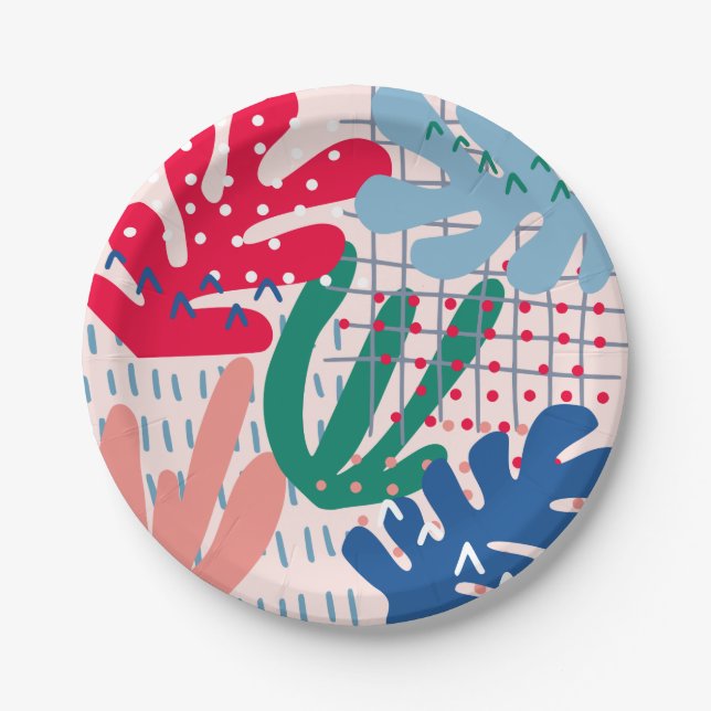 Plato De Papel Placas de papel abstractas rosadas (Anverso)