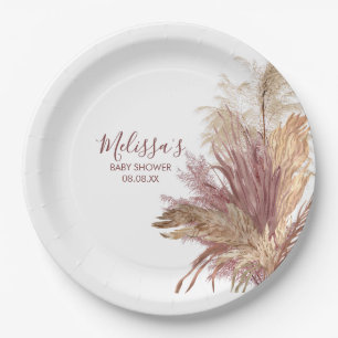 Plato De Papel Placas de papel acuarela Pampas Grass Mauve Pink