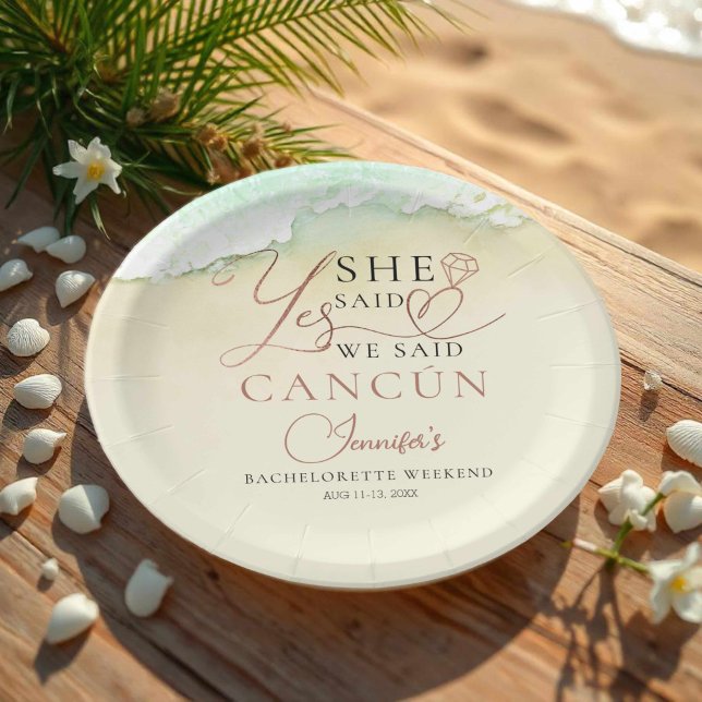 Plato De Papel Placas de papel acuarelas | Beach Bachelorette Par (Subido por el creador)