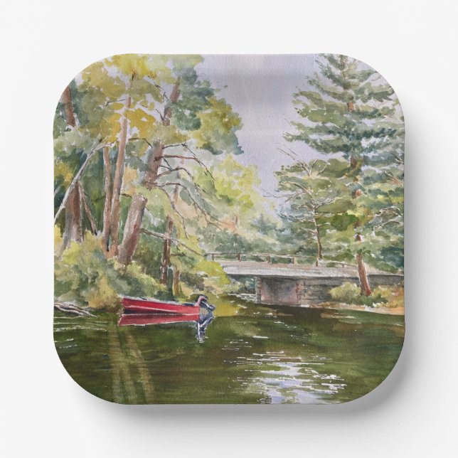 Plato De Papel Placas de papel acuáticas del Lago Rojo de Montaña (Anverso)