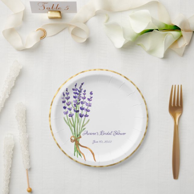 Plato De Papel Placas de papel acuático de lavanda (Boda)