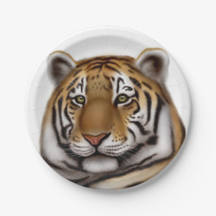 Plato De Papel Placas de papel alertas del tigre de Bengala
