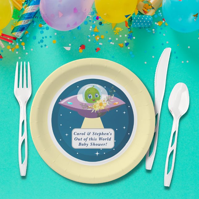Plato De Papel Placas de papel Alien Baby Shower (Subido por el creador)