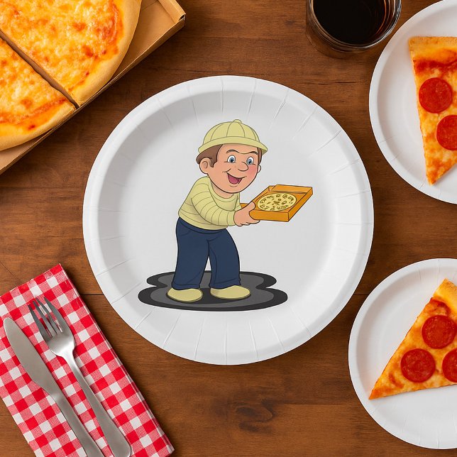 Plato De Papel Placas de papel alimentario de Pizza Delivery Boy (Subido por el creador)