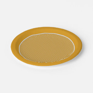 Plato De Papel Placas de papel amarillo Gingham-Mustard