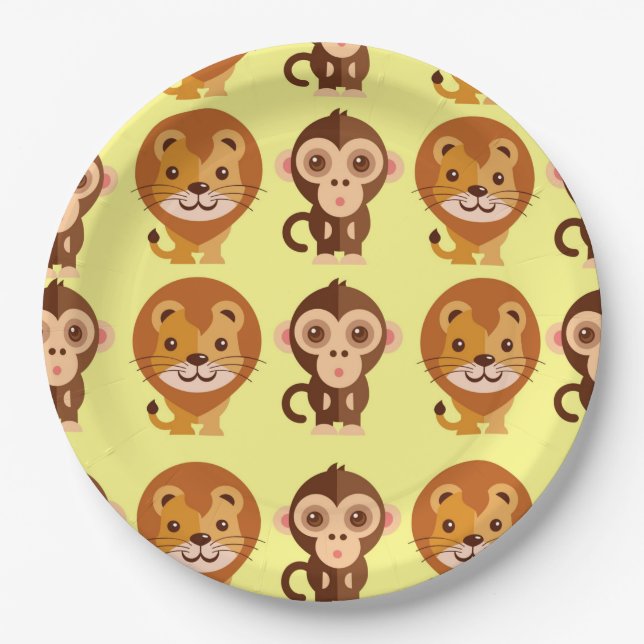 Plato De Papel Placas de papel amarillo para animales de bebé | N (Anverso)