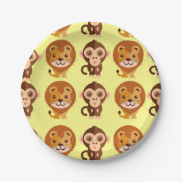 Plato De Papel Placas de papel amarillo para animales de bebé | N