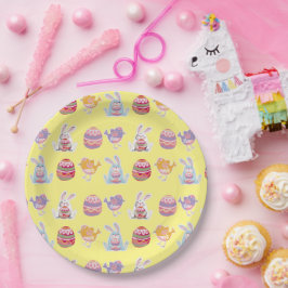 Plato De Papel Placas de papel amarillo pasto del patrón de Pascu