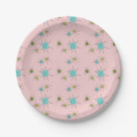Placas de papel atómicas icónicas rosadas de