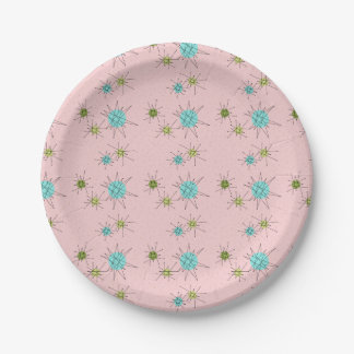 Plato De Papel Placas de papel atómicas icónicas rosadas de