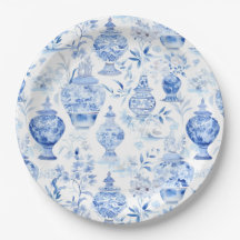 Placas de papel azul Chinoiserie