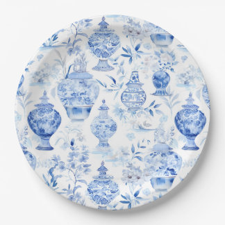 Plato De Papel Placas de papel azul Chinoiserie