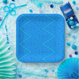 Plato De Papel Placas de papel azul con patrones