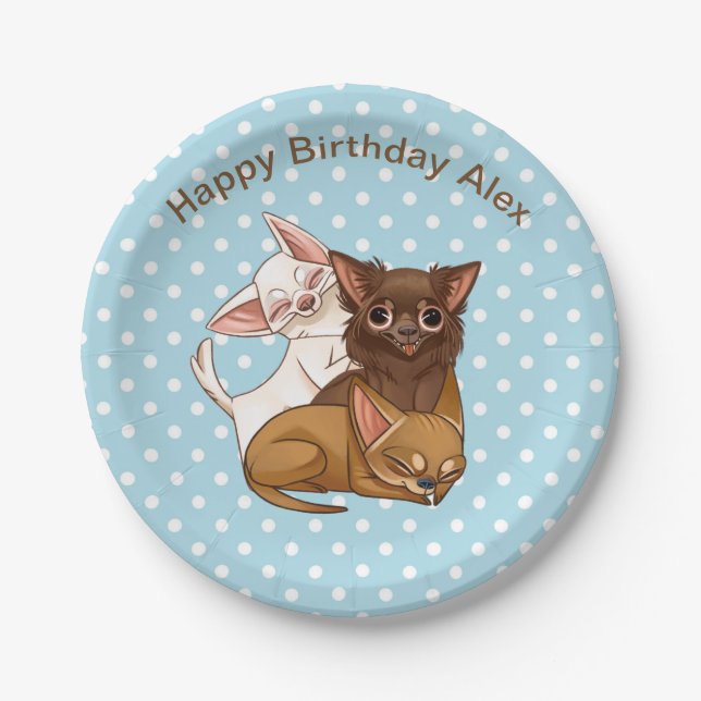 Plato De Papel Placas de papel azul de Chihuahua (Anverso)