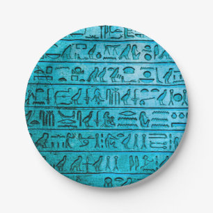 Plato De Papel Placas de papel azul de jeroglíficos egipcios anti