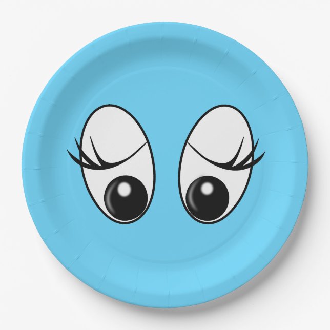 Plato De Papel Placas de papel azul ocular curiosas - Personaliza (Anverso)