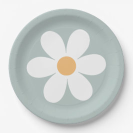 Plato De Papel Placas de papel azul Retro Daisy