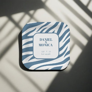 Plato De Papel Placas de papel azul zebra pastel y bolas - Elegan