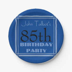 Plato De Papel placas de papel azules del 85o de cumpleaños