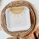 Plato De Papel Placas de papel Baby Shower amarillas de Boho Suns<br><div class="desc">El artículo destacado es una "Placa de papel Baby Shower Sunshine Boho". Este plato cuadrado presenta un diseño moderno y elegante,  perfecto para una ducha de temática bohemia.</div>