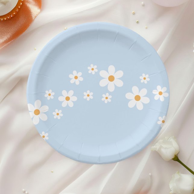 Plato De Papel Placas de papel Baby Shower azul boho Daisy (Subido por el creador)